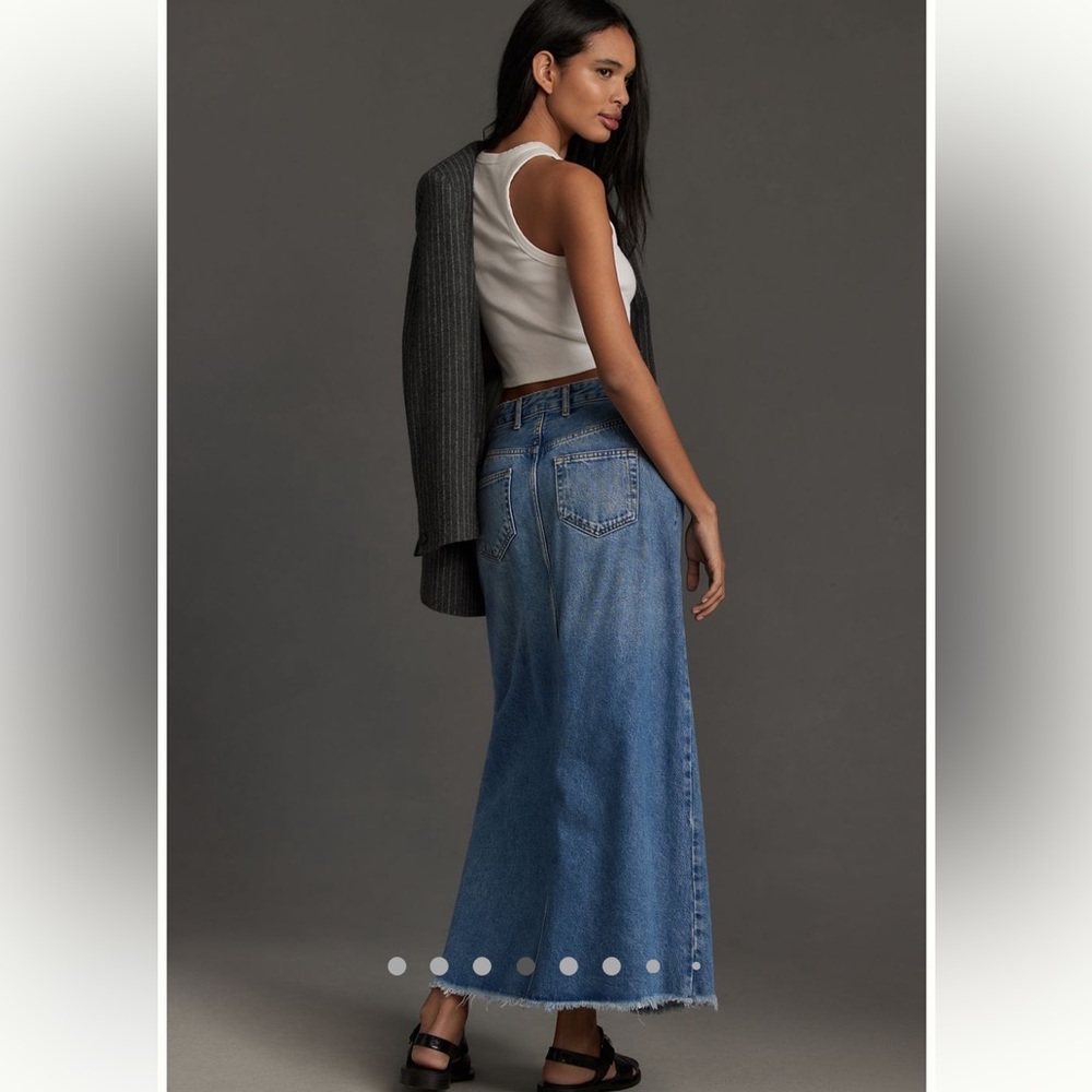 NWT Anthropologie Petite Pilcro The Madi Slit Front Denim Skirt Sz 6P - Picture 3 of 15